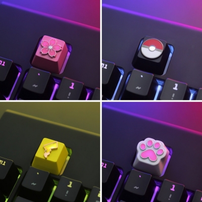 1pc Artisan Zinc Aluminum Alloy ESC Keycaps for Mechanical Keyboard R4 Height Pokemon Pikachu / Sakura